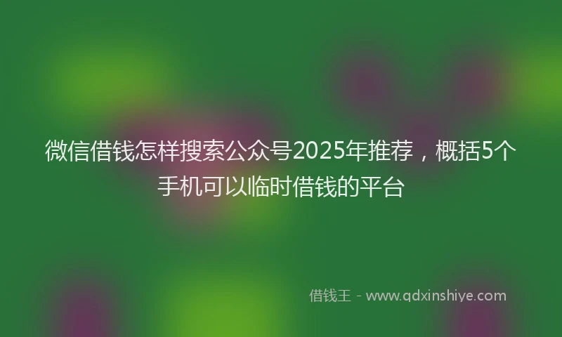 微信借钱怎样搜索公众号2025年推荐，概括5个手机可以临时借钱的平台