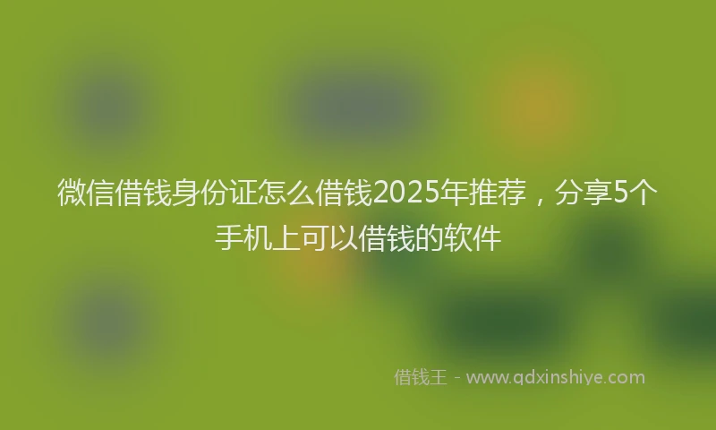 微信借钱身份证怎么借钱2025年推荐，分享5个手机上可以借钱的软件