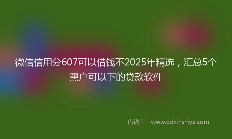 微信信用分607可以借钱不2025年精选，汇总5个黑户可以下的贷款软件