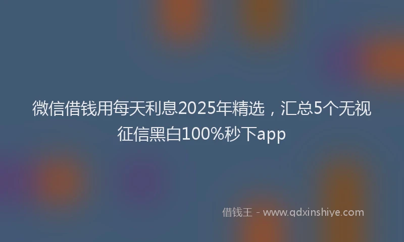 微信借钱用每天利息2025年精选，汇总5个无视征信黑白100%秒下app