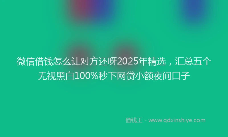微信借钱怎么让对方还呀2025年精选，汇总五个无视黑白100%秒下网贷小额夜间口子
