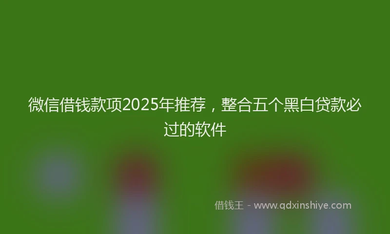 微信借钱款项2025年推荐，整合五个黑白贷款必过的软件