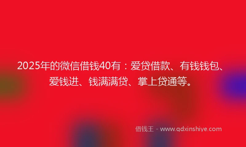 2025年的微信借钱40有：爱贷借款、有钱钱包、爱钱进、钱满满贷、掌上贷通等。