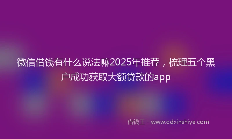 微信借钱有什么说法嘛2025年推荐，梳理五个黑户成功获取大额贷款的app