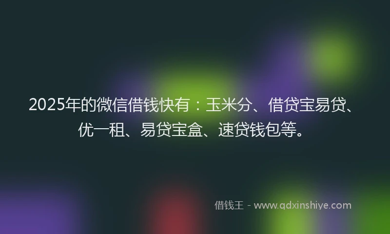 2025年的微信借钱快有：玉米分、借贷宝易贷、优一租、易贷宝盒、速贷钱包等。