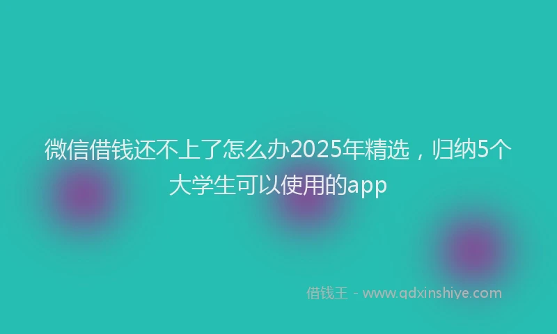 微信借钱还不上了怎么办2025年精选，归纳5个大学生可以使用的app
