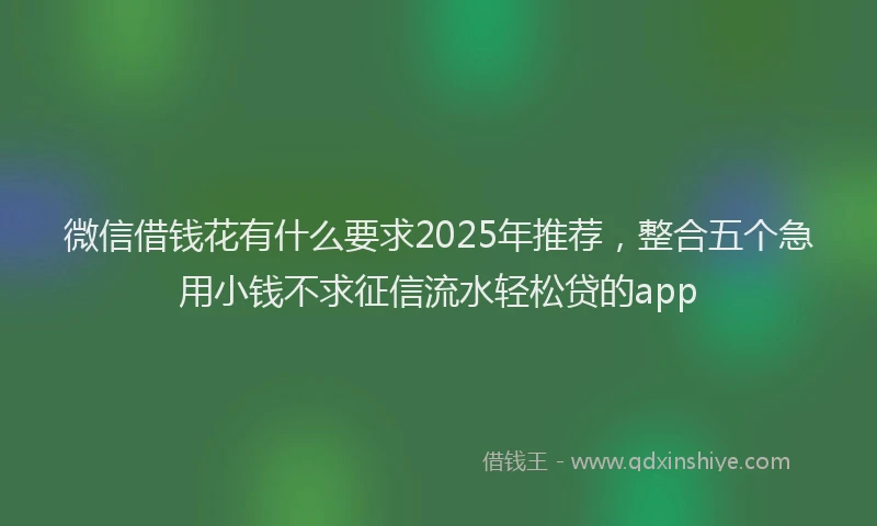 微信借钱花有什么要求2025年推荐，整合五个急用小钱不求征信流水轻松贷的app