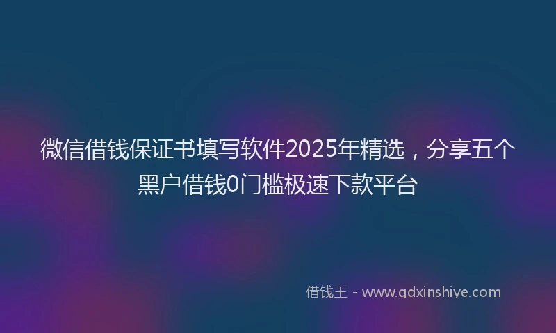 微信借钱保证书填写软件2025年精选，分享五个黑户借钱0门槛极速下款平台