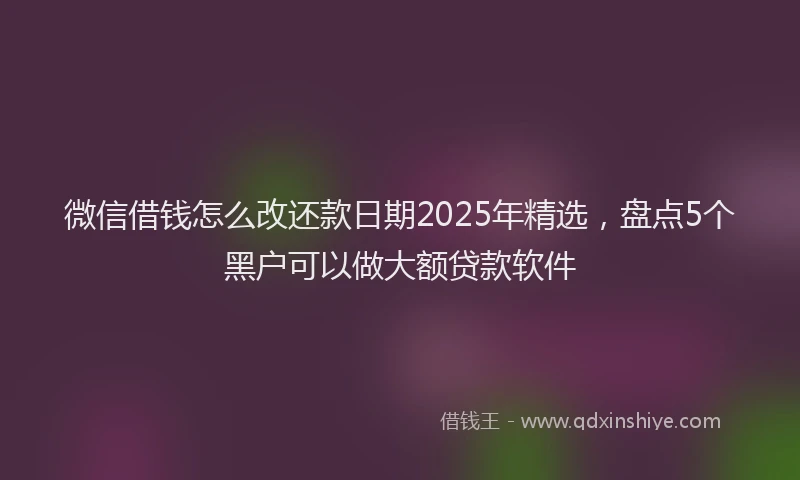 微信借钱怎么改还款日期2025年精选，盘点5个黑户可以做大额贷款软件