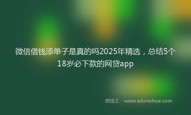 微信借钱添单子是真的吗2025年精选，总结5个18岁必下款的网贷app