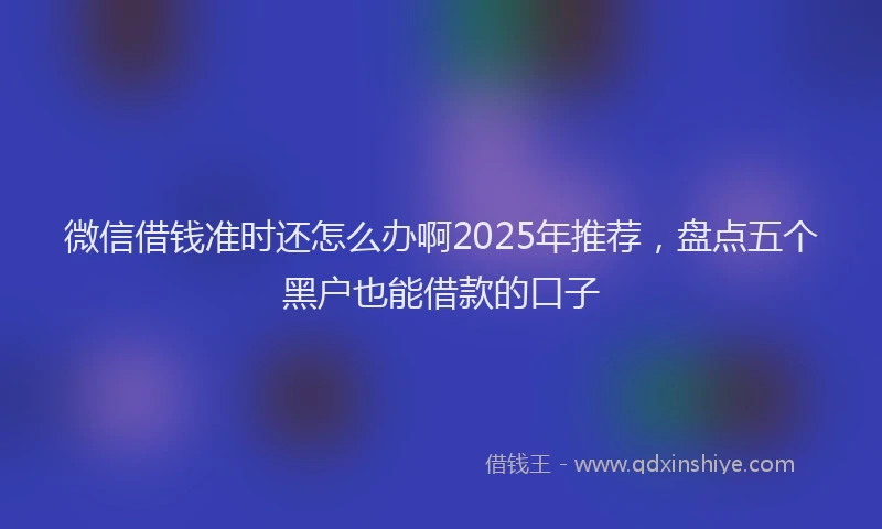 微信借钱准时还怎么办啊2025年推荐，盘点五个黑户也能借款的口子