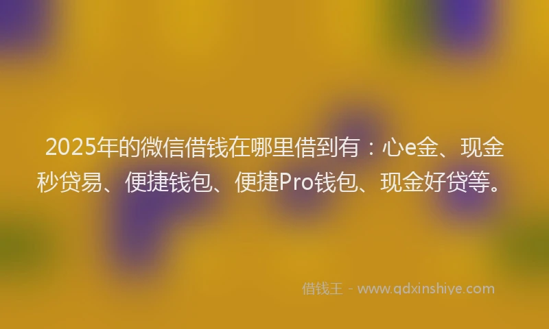 2025年的微信借钱在哪里借到有：心e金、现金秒贷易、便捷钱包、便捷Pro钱包、现金好贷等。