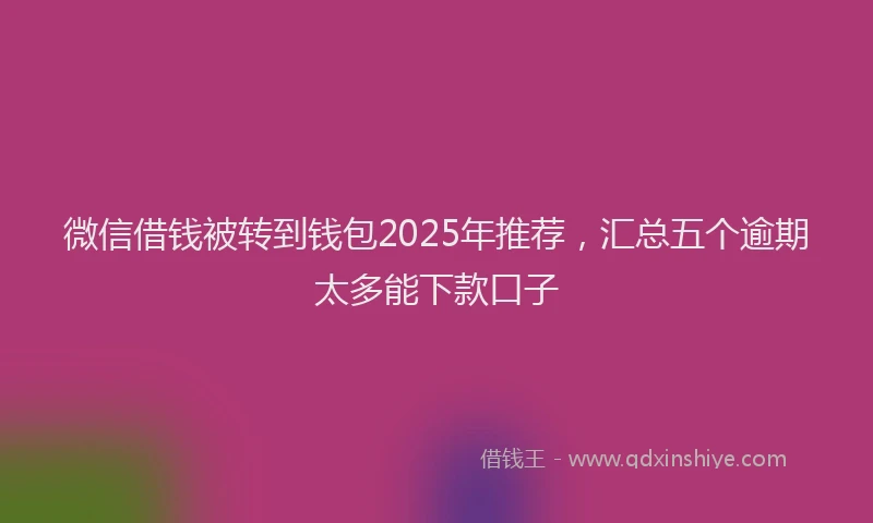 微信借钱被转到钱包2025年推荐，汇总五个逾期太多能下款口子