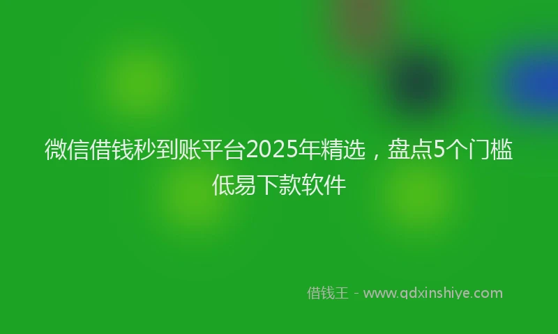 微信借钱秒到账平台2025年精选，盘点5个门槛低易下款软件