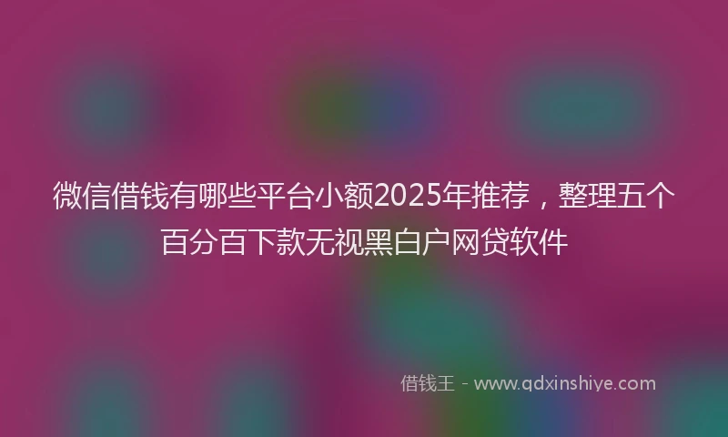 微信借钱有哪些平台小额2025年推荐，整理五个百分百下款无视黑白户网贷软件