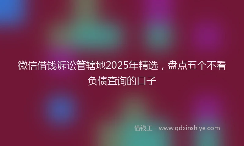 微信借钱诉讼管辖地2025年精选，盘点五个不看负债查询的口子