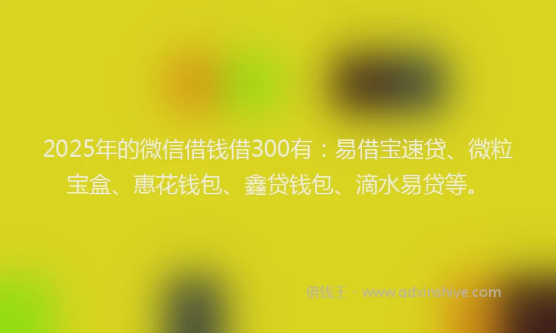 2025年的微信借钱借300有：易借宝速贷、微粒宝盒、惠花钱包、鑫贷钱包、滴水易贷等。