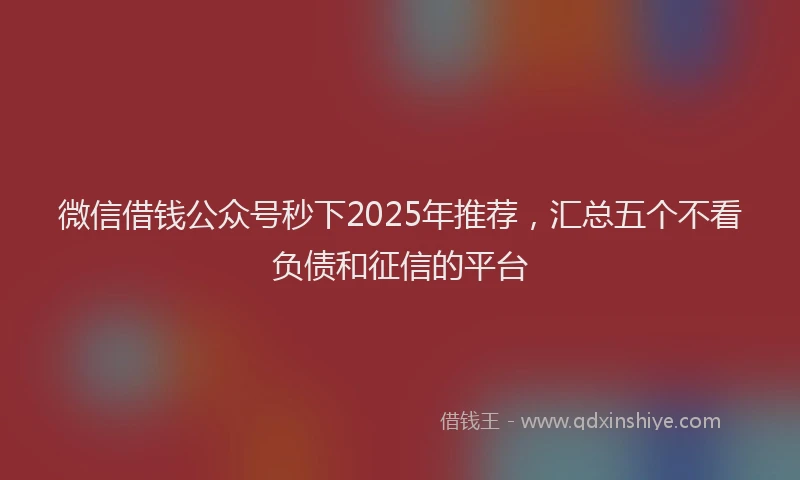 微信借钱公众号秒下2025年推荐，汇总五个不看负债和征信的平台