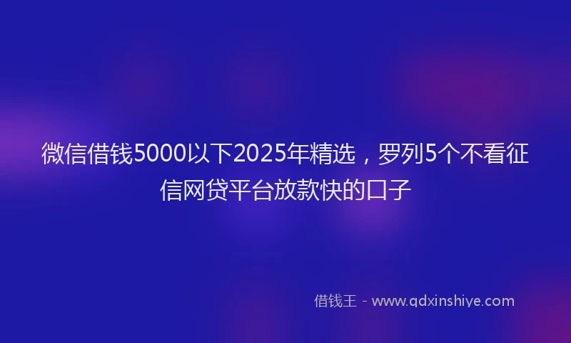 微信借钱5000以下2025年精选，罗列5个不看征信网贷平台放款快的口子