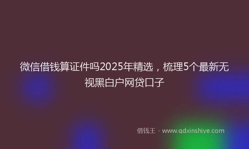 微信借钱算证件吗2025年精选，梳理5个最新无视黑白户网贷口子