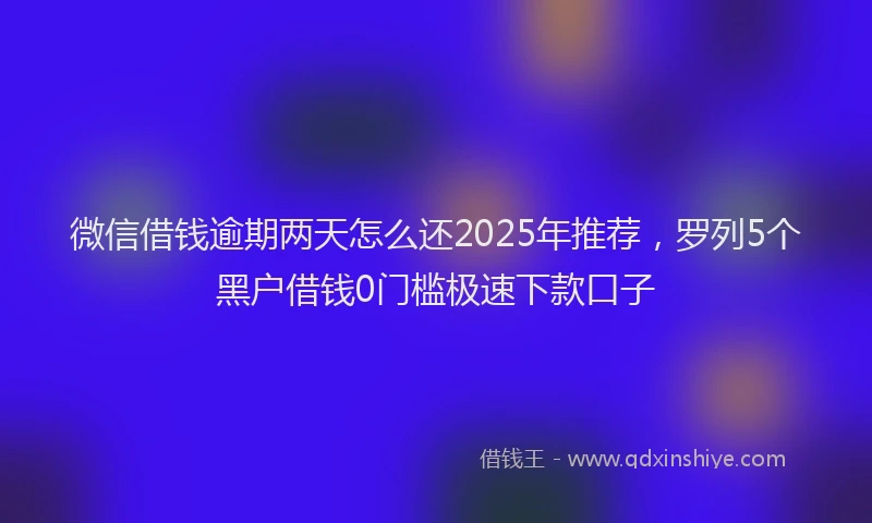微信借钱逾期两天怎么还2025年推荐，罗列5个黑户借钱0门槛极速下款口子