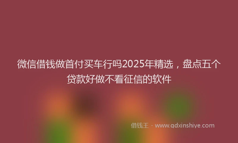 微信借钱做首付买车行吗2025年精选，盘点五个贷款好做不看征信的软件