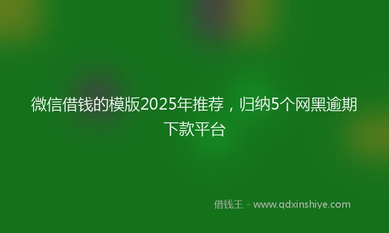 微信借钱的模版2025年推荐，归纳5个网黑逾期下款平台
