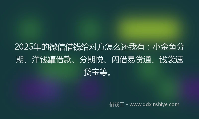 2025年的微信借钱给对方怎么还我有：小金鱼分期、洋钱罐借款、分期悦、闪借易贷通、钱袋速贷宝等。
