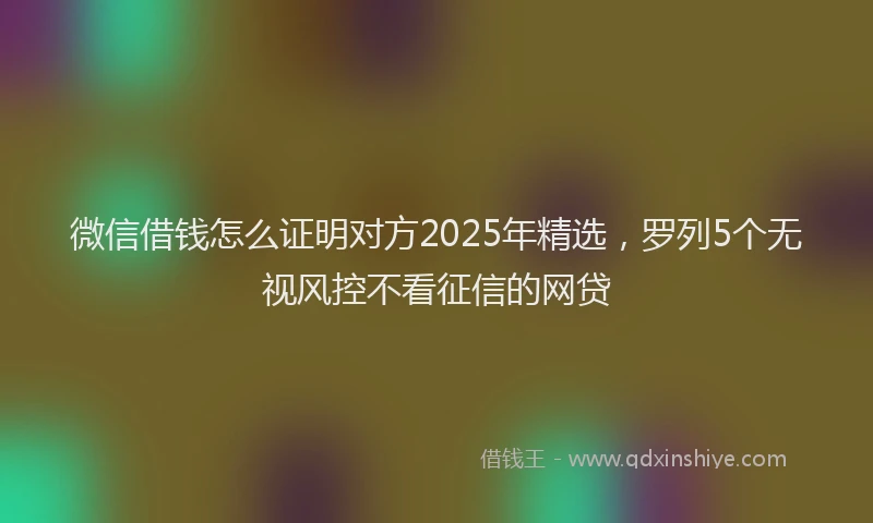 微信借钱怎么证明对方2025年精选，罗列5个无视风控不看征信的网贷