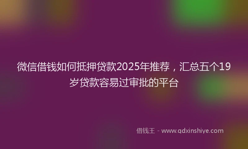 微信借钱如何抵押贷款2025年推荐，汇总五个19岁贷款容易过审批的平台