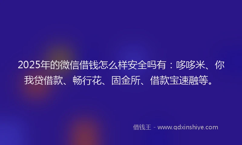 2025年的微信借钱怎么样安全吗有：哆哆米、你我贷借款、畅行花、固金所、借款宝速融等。