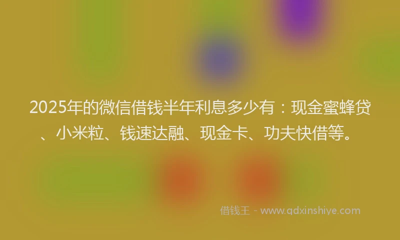 2025年的微信借钱半年利息多少有：现金蜜蜂贷、小米粒、钱速达融、现金卡、功夫快借等。