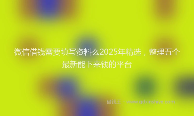 微信借钱需要填写资料么2025年精选，整理五个最新能下来钱的平台