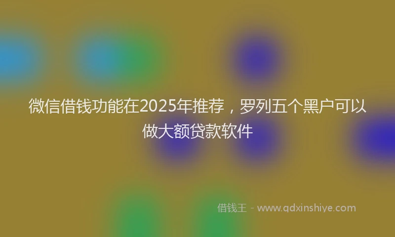 微信借钱功能在2025年推荐，罗列五个黑户可以做大额贷款软件
