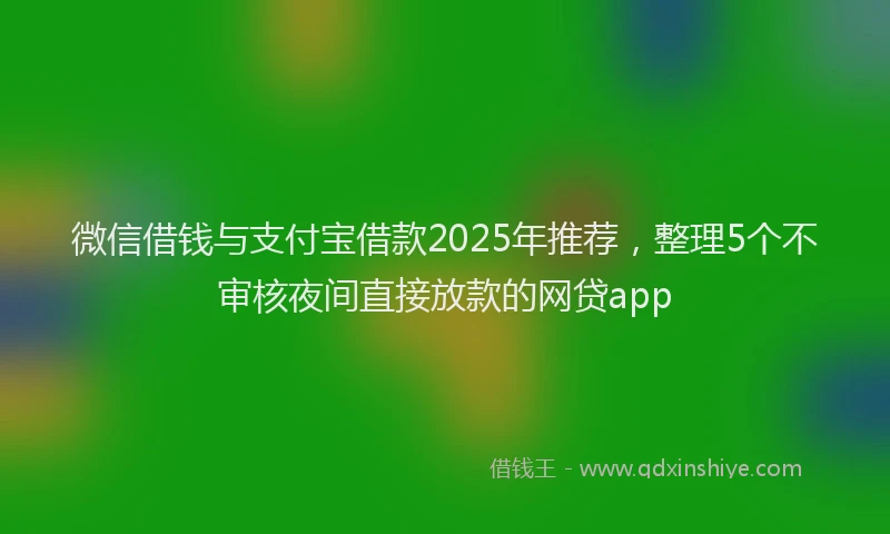 微信借钱与支付宝借款2025年推荐，整理5个不审核夜间直接放款的网贷app