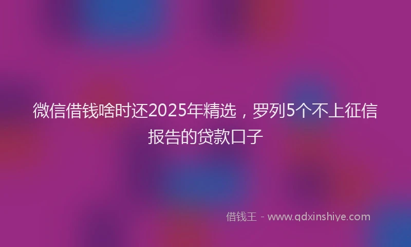 微信借钱啥时还2025年精选，罗列5个不上征信报告的贷款口子