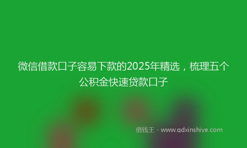 微信借款口子容易下款的2025年精选，梳理五个公积金快速贷款口子
