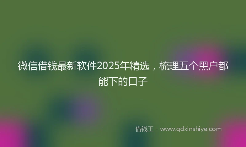 微信借钱最新软件2025年精选，梳理五个黑户都能下的口子