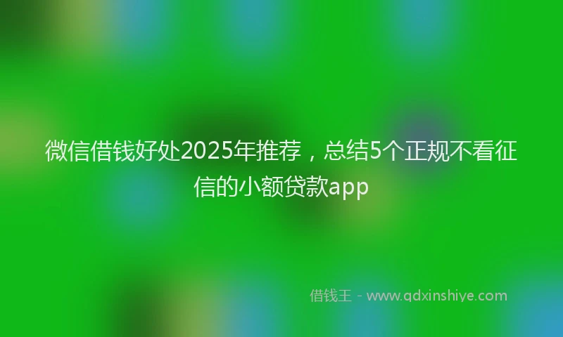 微信借钱好处2025年推荐，总结5个正规不看征信的小额贷款app