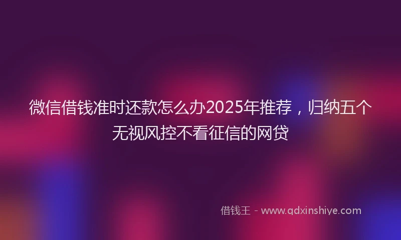 微信借钱准时还款怎么办2025年推荐，归纳五个无视风控不看征信的网贷