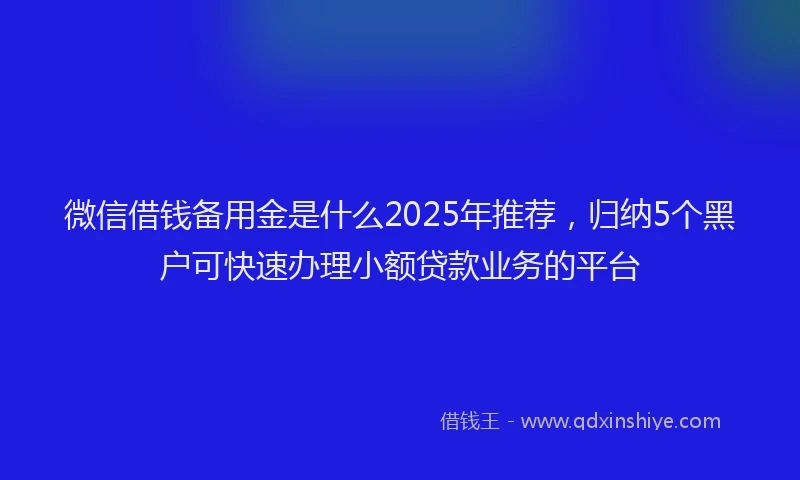 微信借钱备用金是什么2025年推荐，归纳5个黑户可快速办理小额贷款业务的平台
