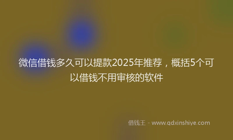 微信借钱多久可以提款2025年推荐，概括5个可以借钱不用审核的软件