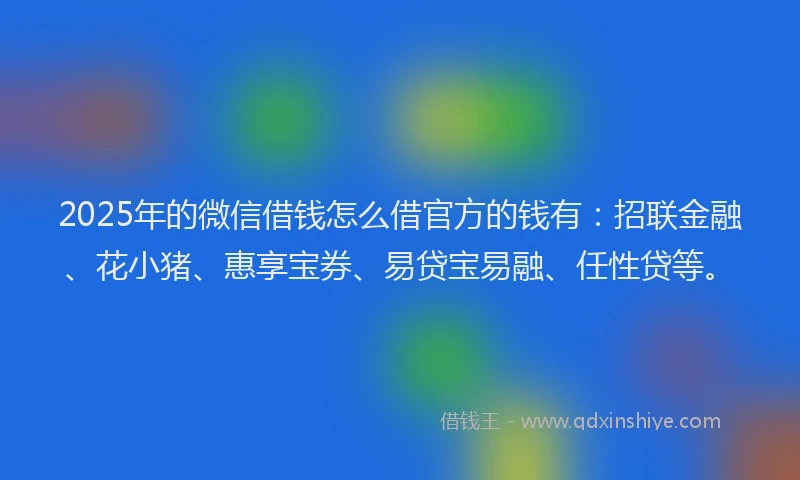 2025年的微信借钱怎么借官方的钱有：招联金融、花小猪、惠享宝券、易贷宝易融、任性贷等。