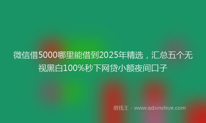 微信借5000哪里能借到2025年精选，汇总五个无视黑白100%秒下网贷小额夜间口子