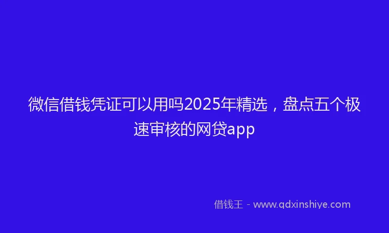 微信借钱凭证可以用吗2025年精选，盘点五个极速审核的网贷app