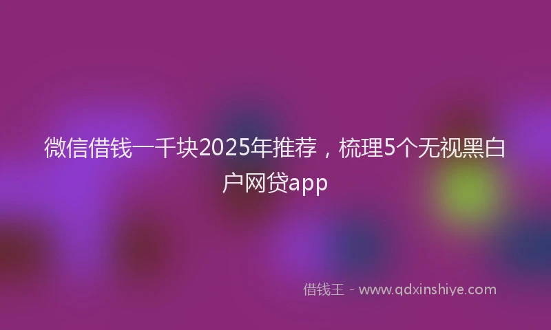 微信借钱一千块2025年推荐，梳理5个无视黑白户网贷app