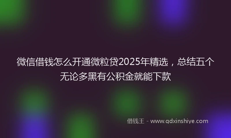 微信借钱怎么开通微粒贷2025年精选，总结五个无论多黑有公积金就能下款