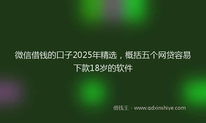 微信借钱的口子2025年精选，概括五个网贷容易下款18岁的软件