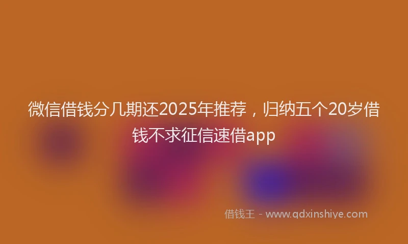 微信借钱分几期还2025年推荐，归纳五个20岁借钱不求征信速借app