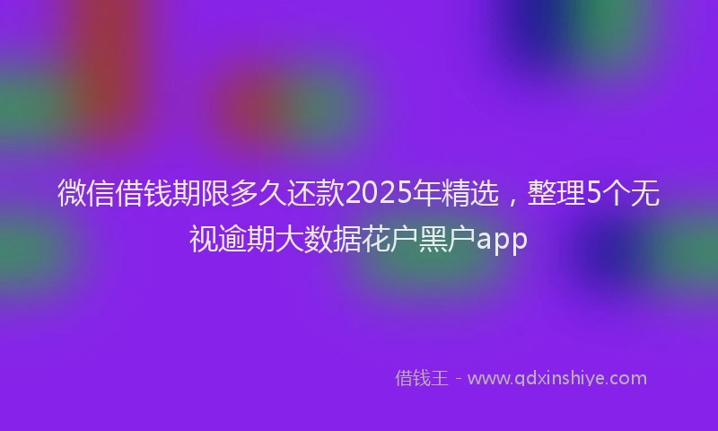 微信借钱期限多久还款2025年精选，整理5个无视逾期大数据花户黑户app
